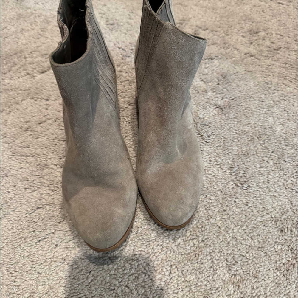 INC International Concepts Suede Ankle Booties in Taupe